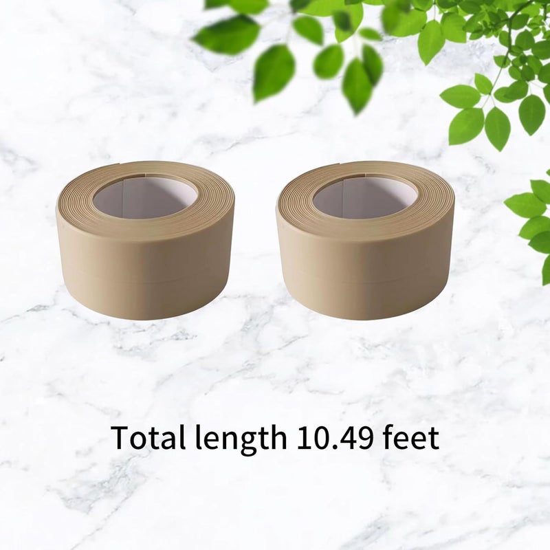 Begino Waterproof Caulk Tape Sealant Strip, 1.5" W x 10.5'L PVC Sealing Tapes for Kitchen Bathroom Bathtub Countertop Toilet Sink (Beige) - Image 3
